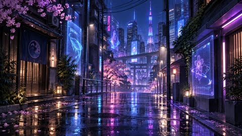 La rue néon, la nuit